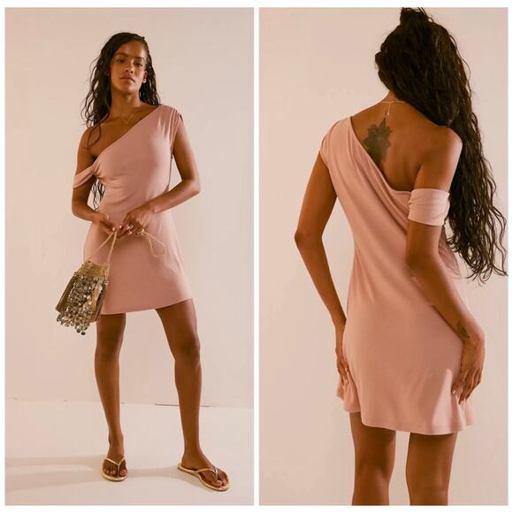 Free People Dresses & Skirts - Free People FP Beach Cora Mini Dress in Pink / Tan Size Small